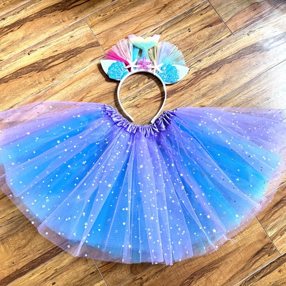 Brand New 2pcs LED Mermaid Tutu Set Mermaid Ears Mermaid Costume Party Dress - Picture 3 of 8